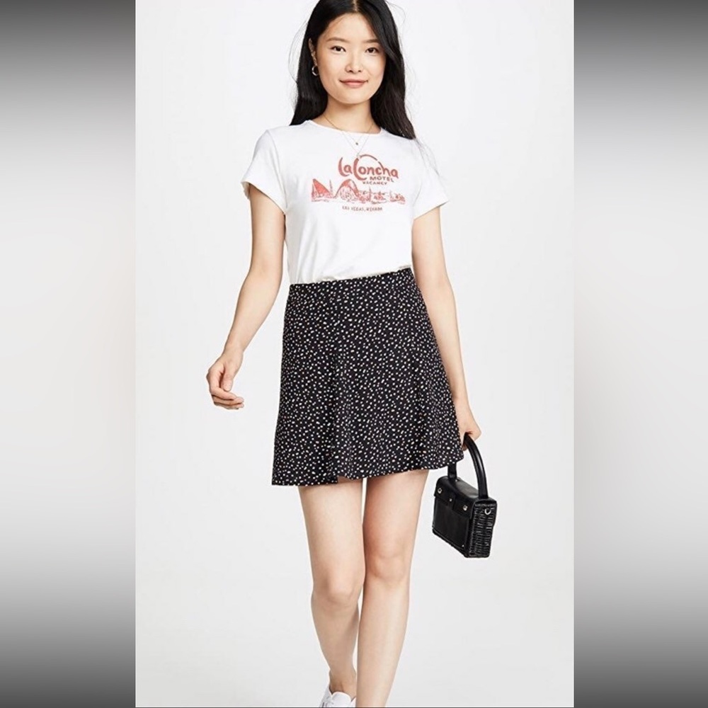Reformation Flounce Skirt - Black with Polkadots
